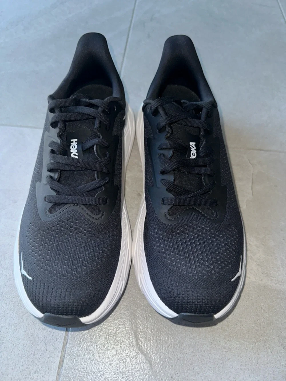 Hoka Black and White Lightweight Running Sneakers